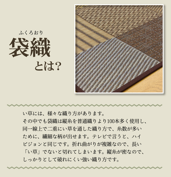 国産・定番い草カーペット 『京格子／ブラウン』 本間1～10畳 軽量